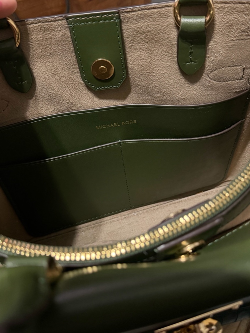 Michael Kors Hamilton Legacy Large Green Croc-Embossed Satchel Tote Bag Purse - Picture 6 of 13